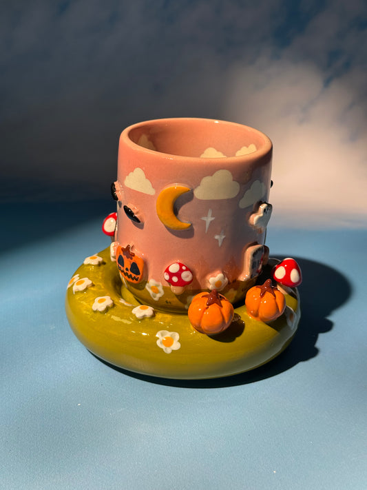 GHOSTY MUG SAUCER SET 4