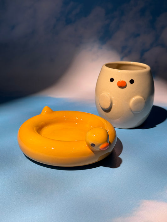 Duck floatie mug set 2 (Freebie: Mini duckie mug keychain!)